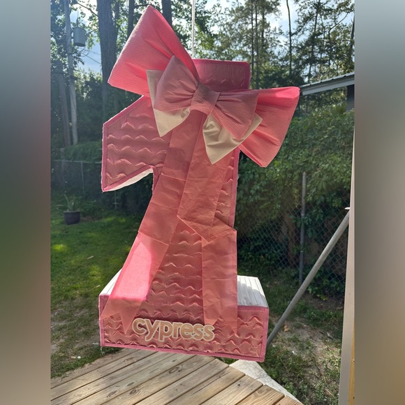 Pink and WhiteNumber One coquette piñata